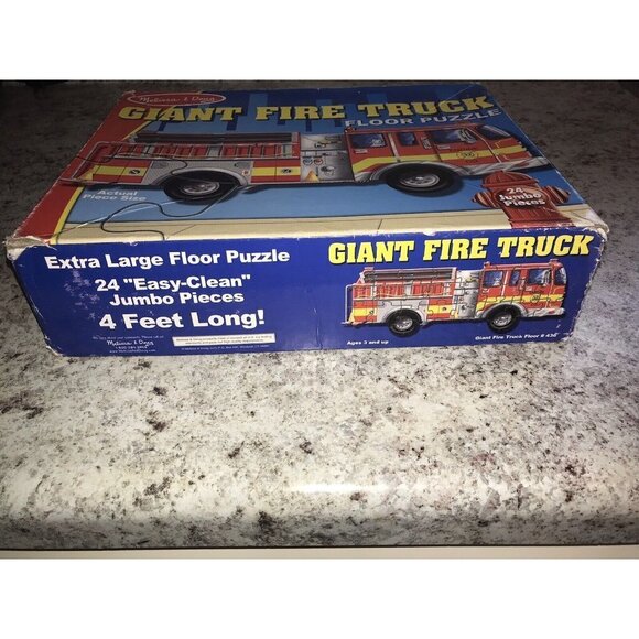 MELISSA & DOUG 24 PIECE GIANT FIRE TRUCK FLOOR JIGSAW PUZZLE #436 4 FEET LONG - Picture 2 of 5